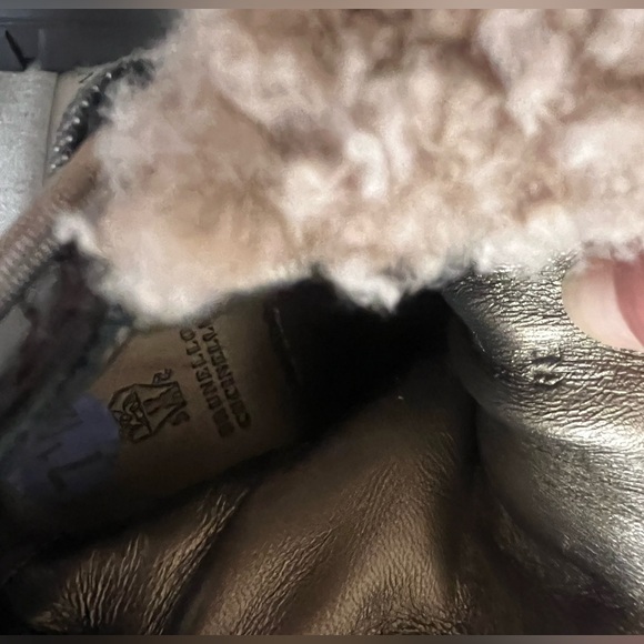 NWB Brunello Cucinelli Women Shearling Insert leather Ankle Boots Made Italy 38 - Picture 5 of 13